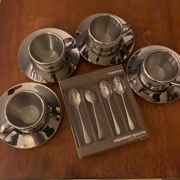 Crate&Barrel Kitchen Crate Barrel Set Of 4 Stainless Steel Espresso